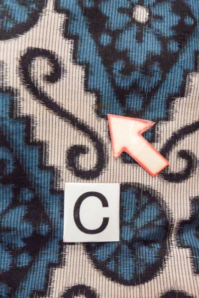 Photo16: O1126N Vintage Japanese kimono Dark Green ORI woven for women / Silk. Flower (Grade B) (16)