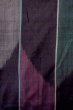 Photo3: O1126O Antique Japanese kimono Dark Multi Color TSUMUGI pongee for women / Silk. Stripes (Grade B) (3)