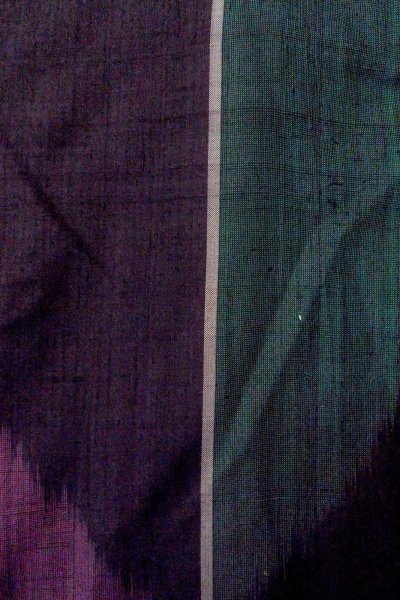 Photo5: O1126O Antique Japanese kimono Dark Multi Color TSUMUGI pongee for women / Silk. Stripes (Grade B) (5)