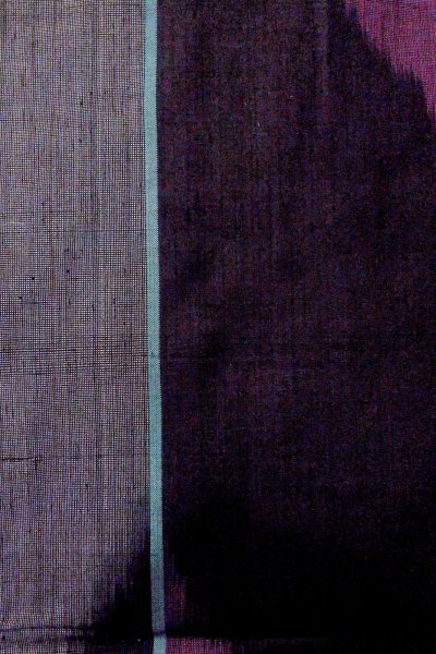 Photo7: O1126O Antique Japanese kimono Dark Multi Color TSUMUGI pongee for women / Silk. Stripes (Grade B) (7)