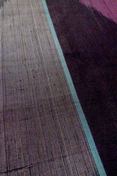 Photo10: O1126O Antique Japanese kimono Dark Multi Color TSUMUGI pongee for women / Silk. Stripes (Grade B) (10)