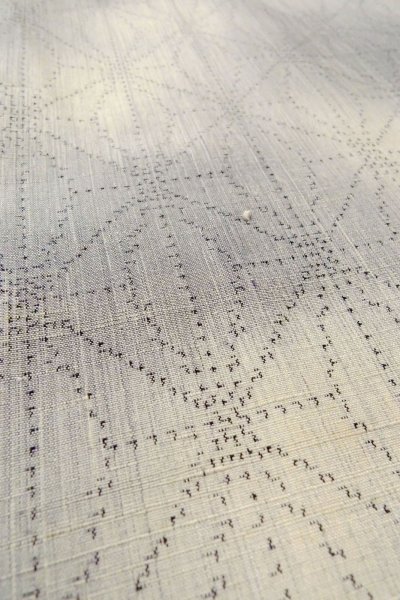 Photo10: O1126P Vintage Japanese kimono Light Gray TOKAMACHI-TSUMUGI for women / Silk. Dot (Grade C) (10)
