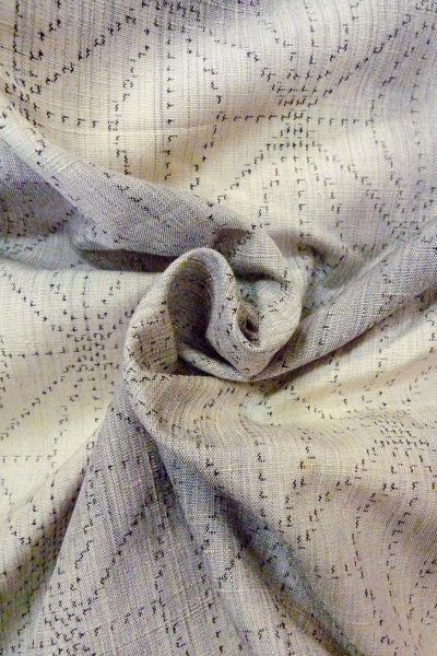 Photo12: O1126P Vintage Japanese kimono Light Gray TOKAMACHI-TSUMUGI for women / Silk. Dot (Grade C) (12)
