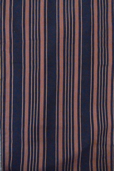 Photo4: O1126Q Antique Japanese kimono Indigo Blue ORI woven for women / Silk. Stripes (Grade D) (4)