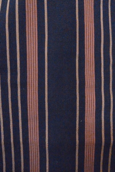 Photo6: O1126Q Antique Japanese kimono Indigo Blue ORI woven for women / Silk. Stripes (Grade D) (6)