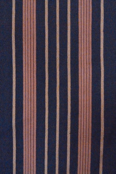 Photo7: O1126Q Antique Japanese kimono Indigo Blue ORI woven for women / Silk. Stripes (Grade D) (7)