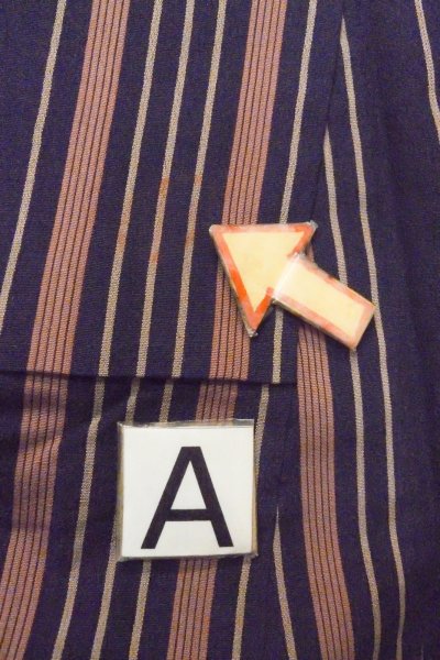 Photo14: O1126Q Antique Japanese kimono Indigo Blue ORI woven for women / Silk. Stripes (Grade D) (14)