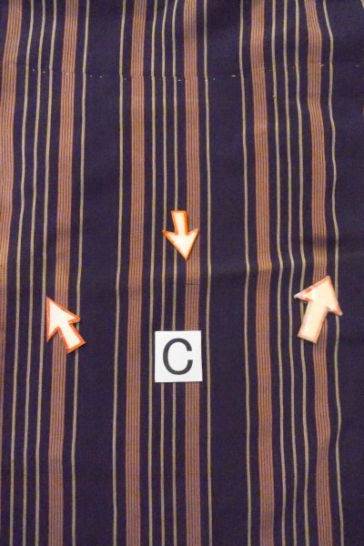 Photo16: O1126Q Antique Japanese kimono Indigo Blue ORI woven for women / Silk. Stripes (Grade D) (16)