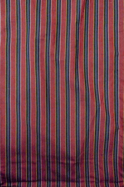 Photo4: O1126R Vintage Japanese kimono Dark Red TSUMUGI pongee for women / Silk. Stripes (Grade B) (4)