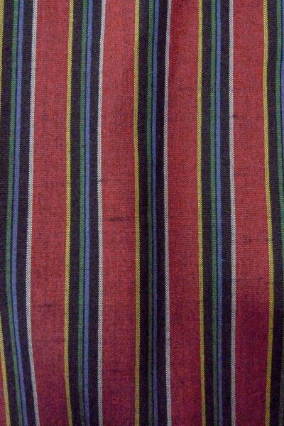 Photo6: O1126R Vintage Japanese kimono Dark Red TSUMUGI pongee for women / Silk. Stripes (Grade B) (6)