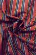 Photo12: O1126R Vintage Japanese kimono Dark Red TSUMUGI pongee for women / Silk. Stripes (Grade B) (12)