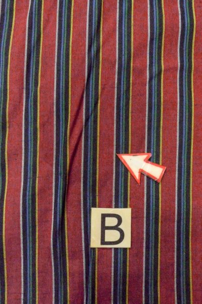 Photo15: O1126R Vintage Japanese kimono Dark Red TSUMUGI pongee for women / Silk. Stripes (Grade B) (15)