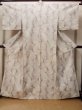 Photo1: O1126S Vintage Japanese kimono Ivory TSUMUGI pongee for women / Silk. Line (Grade C) (1)