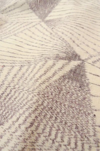 Photo8: O1126S Vintage Japanese kimono Ivory TSUMUGI pongee for women / Silk. Line (Grade C) (8)