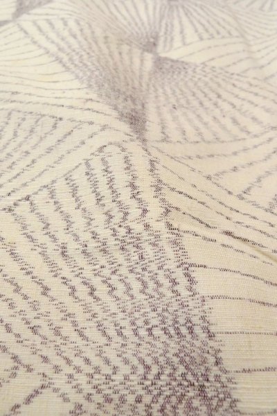 Photo9: O1126S Vintage Japanese kimono Ivory TSUMUGI pongee for women / Silk. Line (Grade C) (9)
