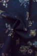 Photo11: Mint O1126T Used Japanese kimono Indigo Blue TSUMUGI pongee for women / Silk. Flower (Grade A) (11)
