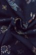 Photo12: Mint O1126T Used Japanese kimono Indigo Blue TSUMUGI pongee for women / Silk. Flower (Grade A) (12)