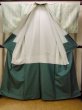 Photo2: O1126U Vintage Japanese kimono Pale Yellowish Green TSUMUGI pongee for women / Silk. Cross (Grade B) (2)