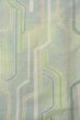 Photo4: O1126U Vintage Japanese kimono Pale Yellowish Green TSUMUGI pongee for women / Silk. Cross (Grade B) (4)
