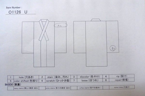 Photo13: O1126U Vintage Japanese kimono Pale Yellowish Green TSUMUGI pongee for women / Silk. Cross (Grade B) (13)