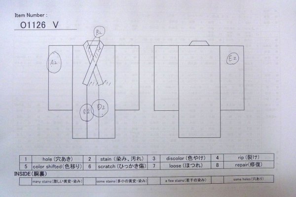 Photo13: O1126V Vintage Japanese kimono Beige TSUMUGI pongee for women / Silk. Tortoise-shell pattern(Hexagonal pattern) (Grade B) (13)