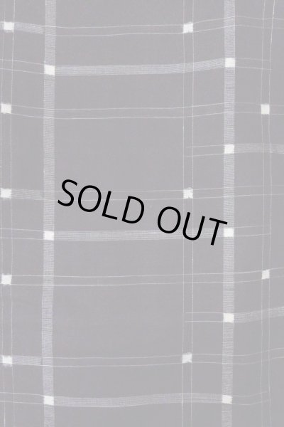 Photo3: O1126W Vintage Japanese kimono Black TSUMUGI pongee for women / Silk. Plaid Checks (Grade B) (3)