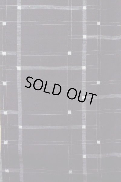 Photo4: O1126W Vintage Japanese kimono Black TSUMUGI pongee for women / Silk. Plaid Checks (Grade B) (4)