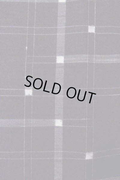 Photo5: O1126W Vintage Japanese kimono Black TSUMUGI pongee for women / Silk. Plaid Checks (Grade B) (5)