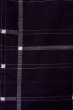 Photo6: O1126W Vintage Japanese kimono Black TSUMUGI pongee for women / Silk. Plaid Checks (Grade B) (6)