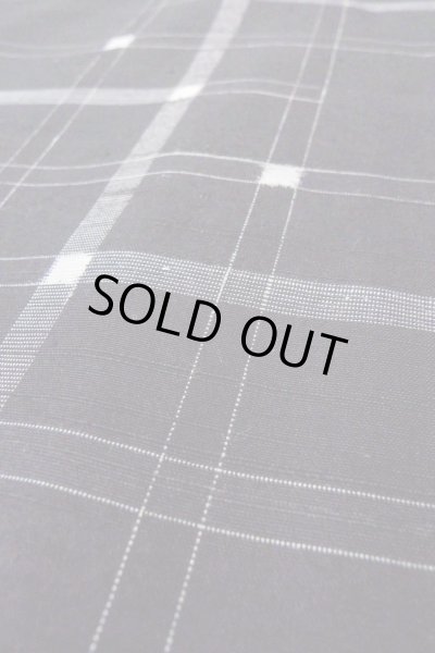 Photo8: O1126W Vintage Japanese kimono Black TSUMUGI pongee for women / Silk. Plaid Checks (Grade B) (8)