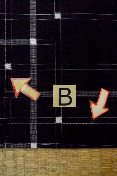 Photo15: O1126W Vintage Japanese kimono Black TSUMUGI pongee for women / Silk. Plaid Checks (Grade B) (15)