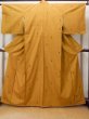 Photo1: Mint O1126X Used Japanese kimono Dark Yellow TSUMUGI pongee for women / Silk. Flower (Grade A) (1)