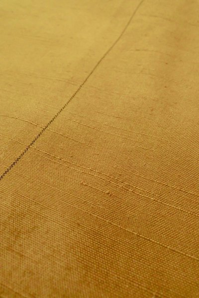 Photo8: Mint O1126X Used Japanese kimono Dark Yellow TSUMUGI pongee for women / Silk. Flower (Grade A) (8)