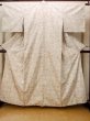 Photo1: O1126Y Vintage Japanese kimono Off White TSUMUGI pongee for women / Silk. Cross (Grade B) (1)