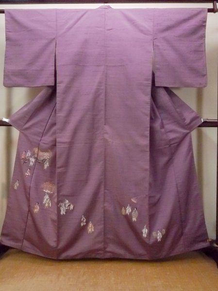 Photo1: O1126Z Used Japanese kimono Wisteria TSUKESAGE formal for women / Silk. People (Grade C) (1)