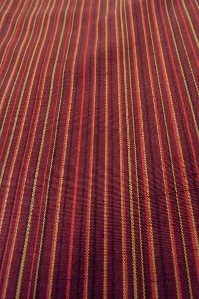 Photo9: Mint O1127A Vintage Japanese kimono Brown TSUMUGI pongee for women / Silk. Stripes (Grade A) (9)