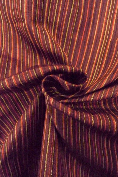 Photo12: Mint O1127A Vintage Japanese kimono Brown TSUMUGI pongee for women / Silk. Stripes (Grade A) (12)