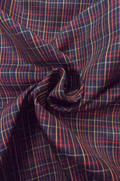 Photo12: O1127B Vintage Japanese kimono Black TSUMUGI pongee for women / Silk. Plaid Checks (Grade A) (12)