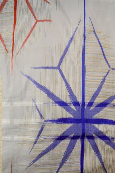 Photo4: O1127C Antique Japanese kimono Light Gray HITOE unlined for women / Silk. Line (Grade D) (4)