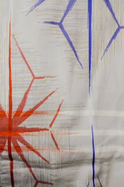 Photo5: O1127C Antique Japanese kimono Light Gray HITOE unlined for women / Silk. Line (Grade D) (5)