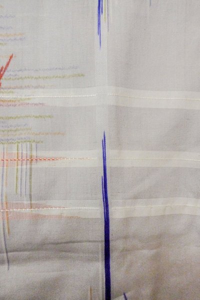 Photo8: O1127C Antique Japanese kimono Light Gray HITOE unlined for women / Silk. Line (Grade D) (8)