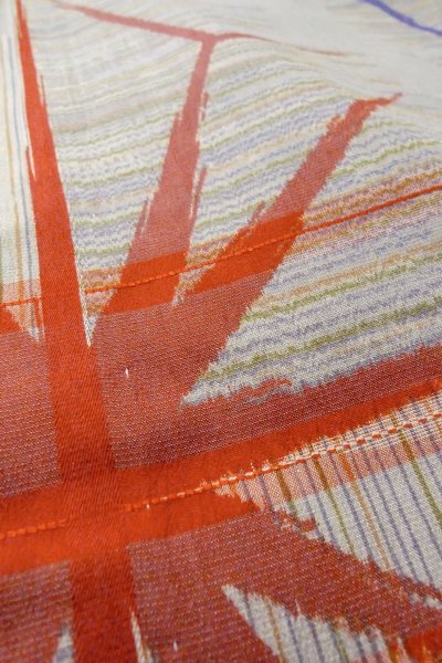 Photo10: O1127C Antique Japanese kimono Light Gray HITOE unlined for women / Silk. Line (Grade D) (10)