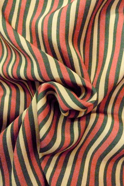 Photo12: O1127D Vintage Japanese kimono Green KOMON dyed for women / Silk. Stripes (Grade B) (12)