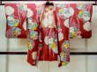 Photo1: O1205A Antique Japanese kimono Dark Red HAORI short jacket for women / Silk. Flower (Grade D) (1)