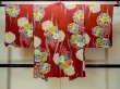 Photo2: O1205A Antique Japanese kimono Dark Red HAORI short jacket for women / Silk. Flower (Grade D) (2)