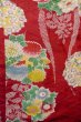 Photo4: O1205A Antique Japanese kimono Dark Red HAORI short jacket for women / Silk. Flower (Grade D) (4)