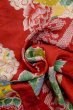 Photo12: O1205A Antique Japanese kimono Dark Red HAORI short jacket for women / Silk. Flower (Grade D) (12)