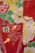 Photo16: O1205A Antique Japanese kimono Dark Red HAORI short jacket for women / Silk. Flower (Grade D) (16)