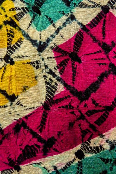 Photo7: O1205C Antique Japanese kimono Vivid Teal HAORI short jacket for women / Silk. Wheel, The thread is partially loose. (Grade D) (7)