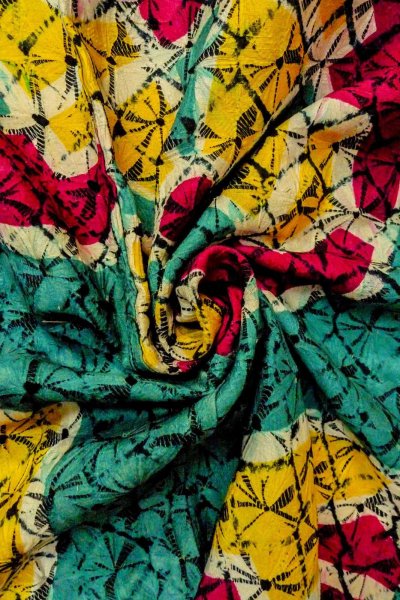 Photo12: O1205C Antique Japanese kimono Vivid Teal HAORI short jacket for women / Silk. Wheel, The thread is partially loose. (Grade D) (12)